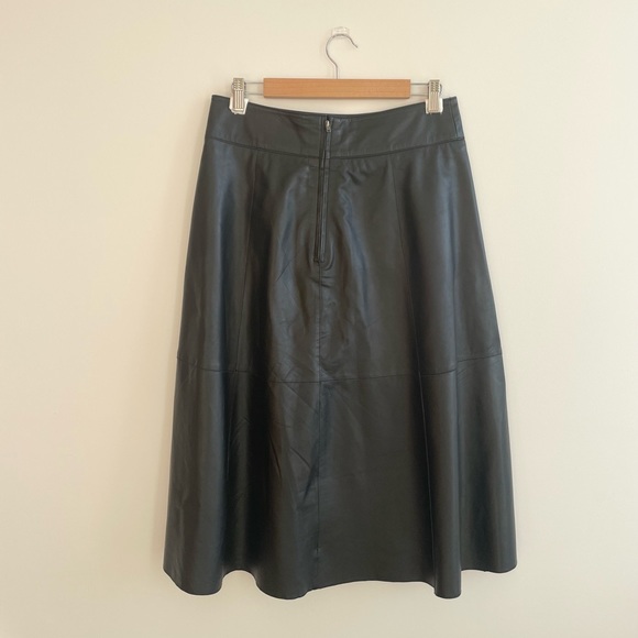 SEED HERITAGE: black leather midi skirt in size 10. - Picture 4 of 6